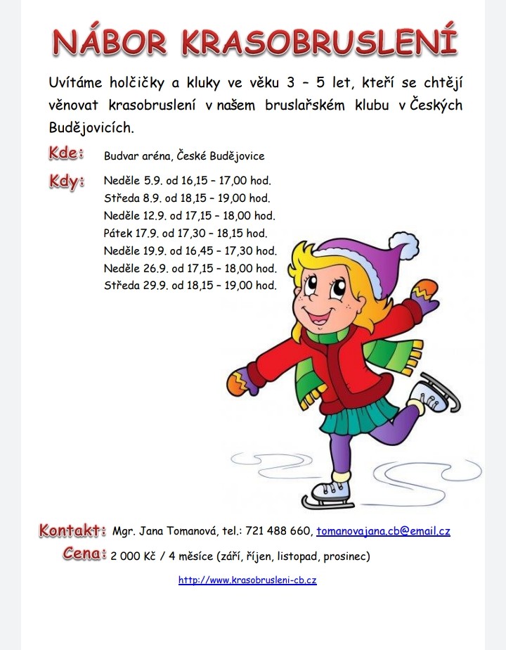 POZVÁNKA NA NÁBOR PRO MALÉ KRASOBRUSLAŘE A KRASOBRUSLAŘKY 