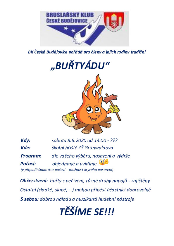 !!!POZOR!!! - změna termínu "BUŘTYÁDY"